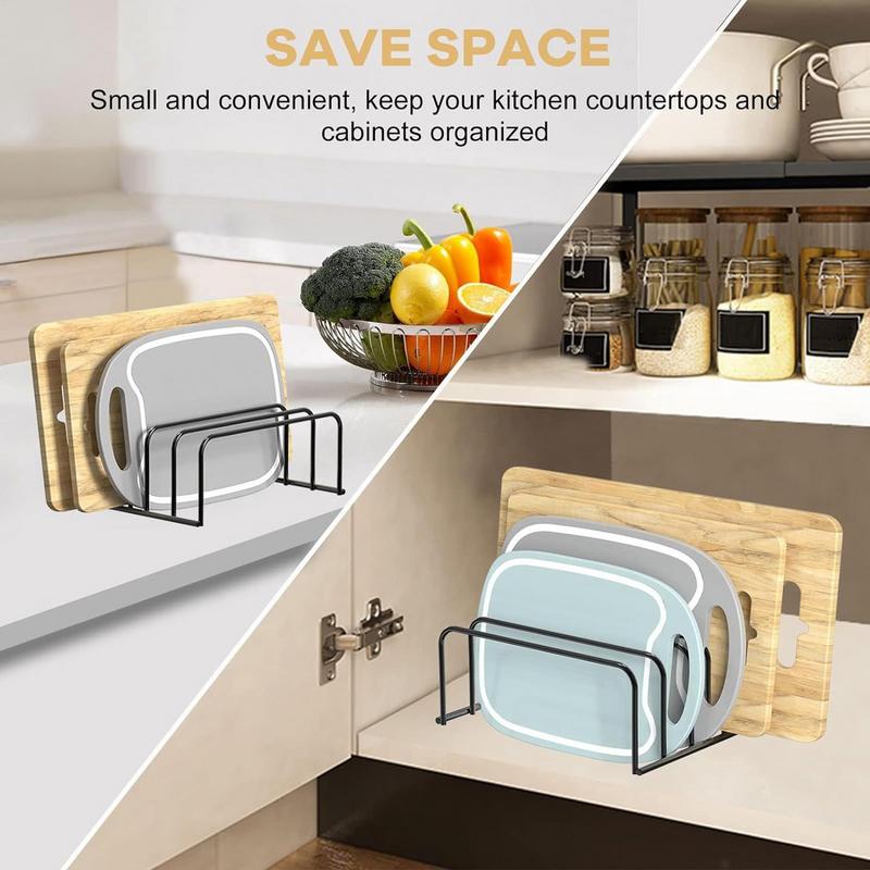 Kitchen Cutting Board Holder Multi-functional Space-Saving Non-slip Pot Lid Organizer 5 Slot Storage Rack Countertop Accessories