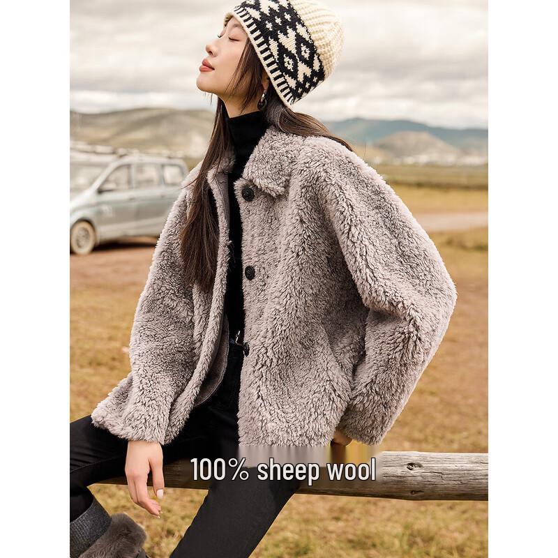 Mohan Yimei Women s 100% Wool Drop-Shoulder Lapel Winter Coat M