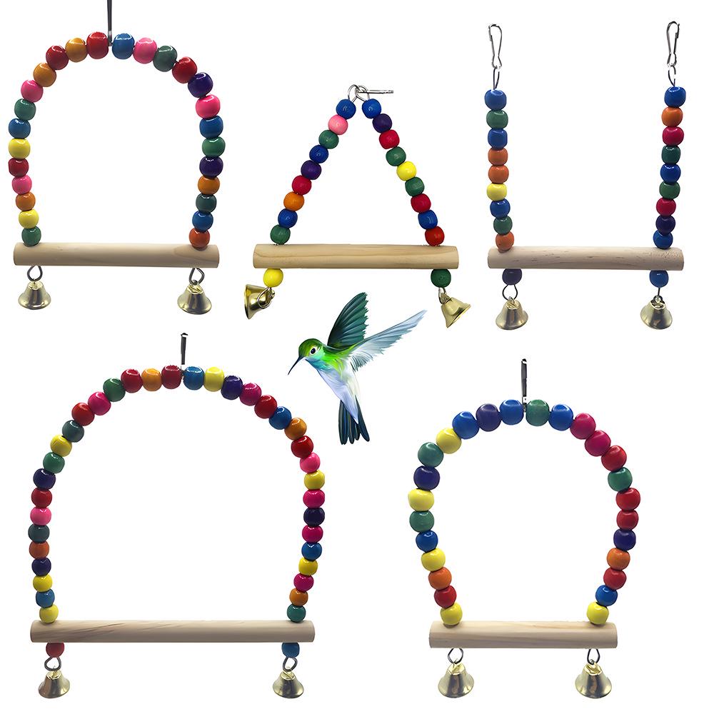 Colorful Bird Toys: Swing, Ladder, and Perch Set for Bird Cages