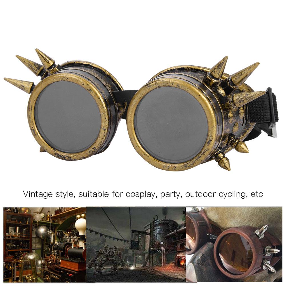 Vintage Spiked Steampunk Goggles Cosplay Glasses Double Layer Windproof (bronze)