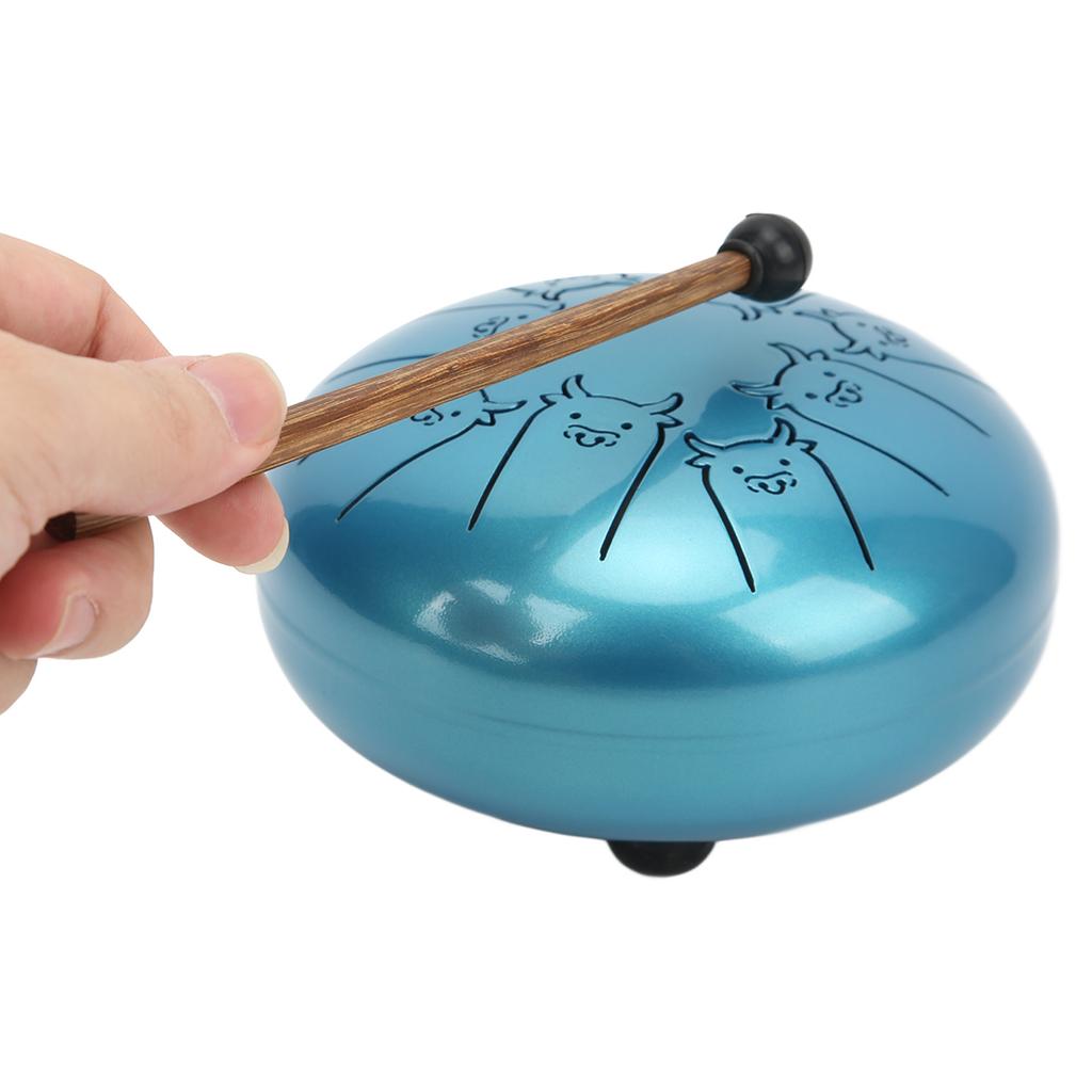 Tongue Drum 5.5in 8 Notes Chakra Tank Alloy Animal Pattern Percussion Instrument