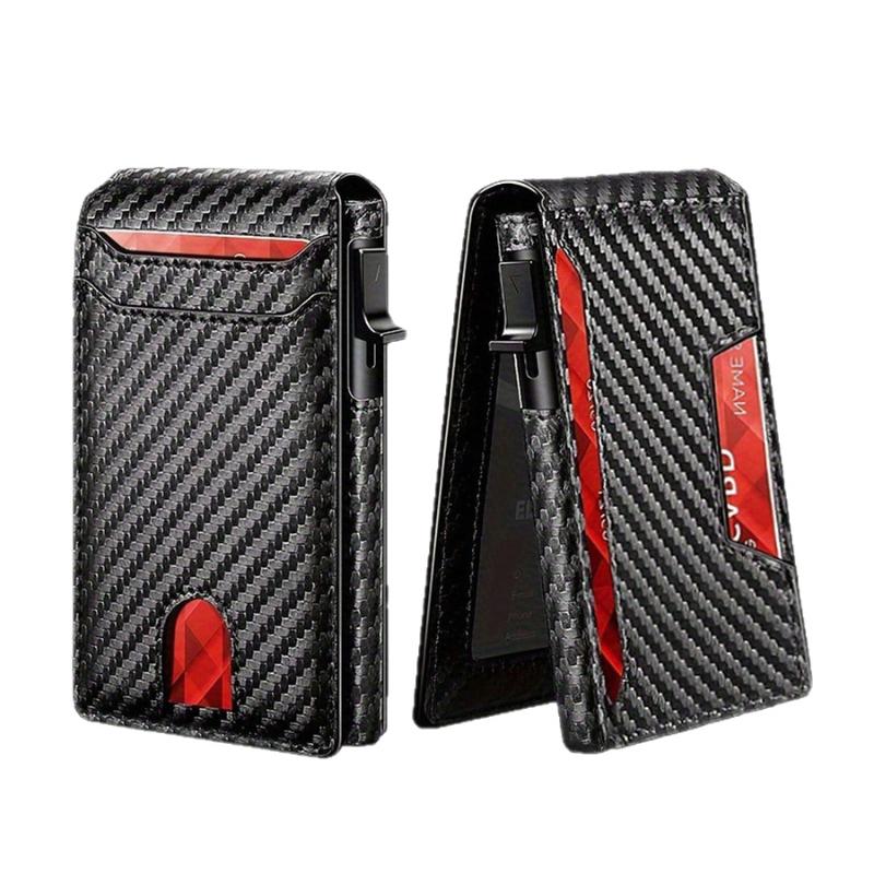 1Pcs Anti Theft Slim Thin Wallet Men'S Carbon Fiber Rfid Wallet Holder Luxury Cardholder Minimalist Wallet Purse Bag