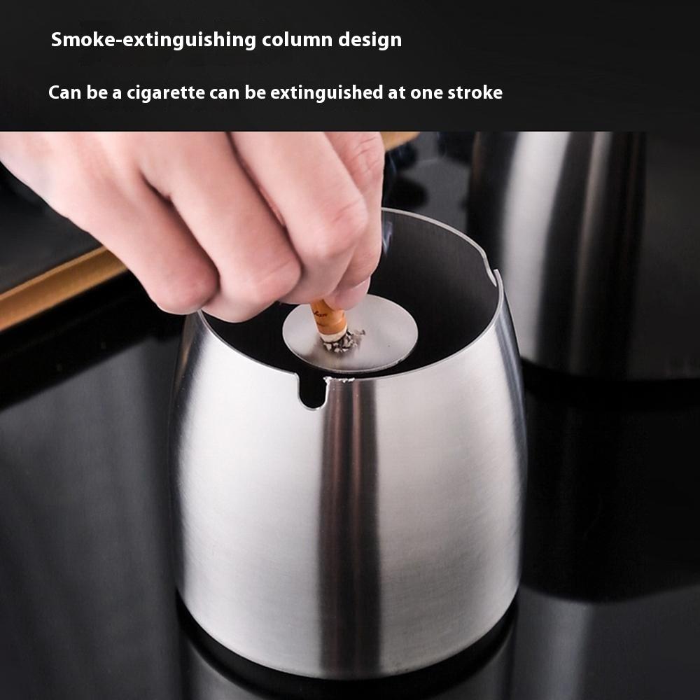 Stainless Steel Ashtray Medium Size Thickened Cigarette Holder Anti Flying Ash Shatterproof Without Lid