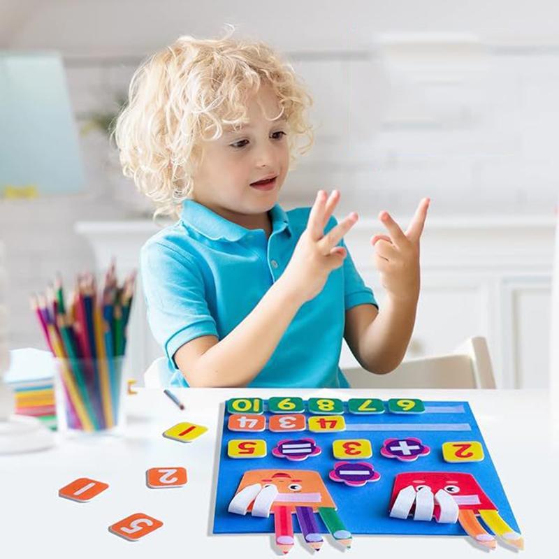 Jucărie matematică cu degete din pâslă pentru copii mici Jucării Montessori Copii Numărare Joc de învățare pentru educație timpurie Pentru copii Inteligență TMZ
