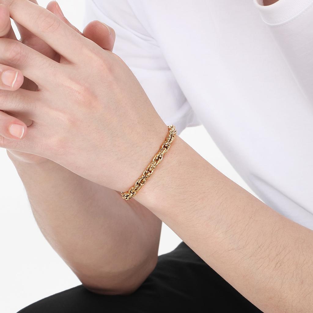 6mm Rope Chain Bracelet for Men - Stainless Steel 304 - KB203612