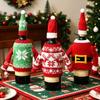 Christmas Wine Set Wool Knitting Ornament Snowflake Wine Bottle Set Restaurant Dress Up Festive Scene Arrangement