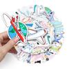 50Pcs Cartoon Sticker Waterproof Reusable DIY Self-Adhesive Aircraft Pattern Phone Case Luggage Sticker Kids Gift
