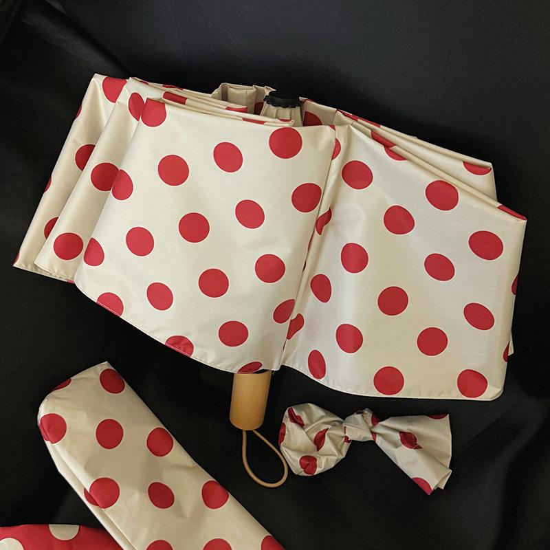 Red Polka Dot Umbrella, Women's, Fully Automatic/manual Sun Umbrella, Dual-purpose Sun and Sun Protection, Folding Umbrella