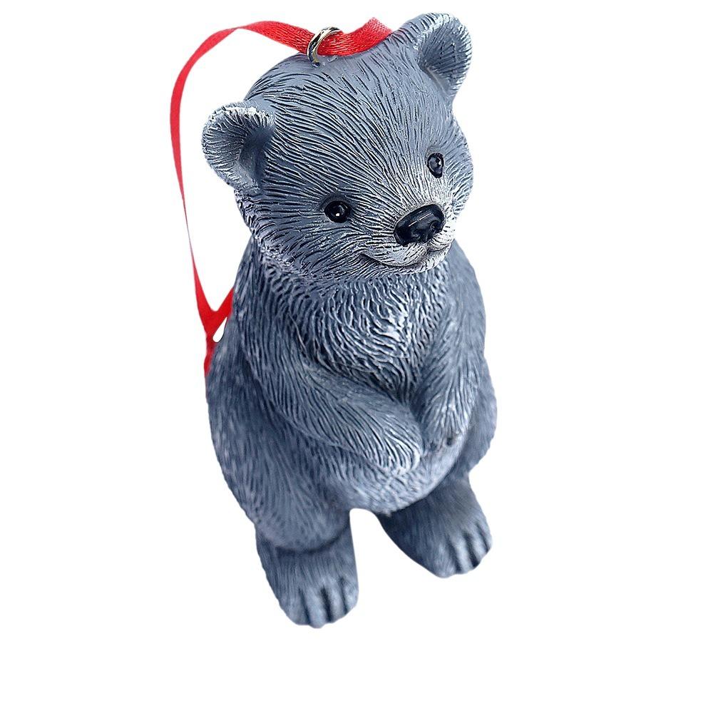 Resin Crafts Christmas Tree Pendant Cartoon Animals Mini Bear Statue Wreath  Room Decoration