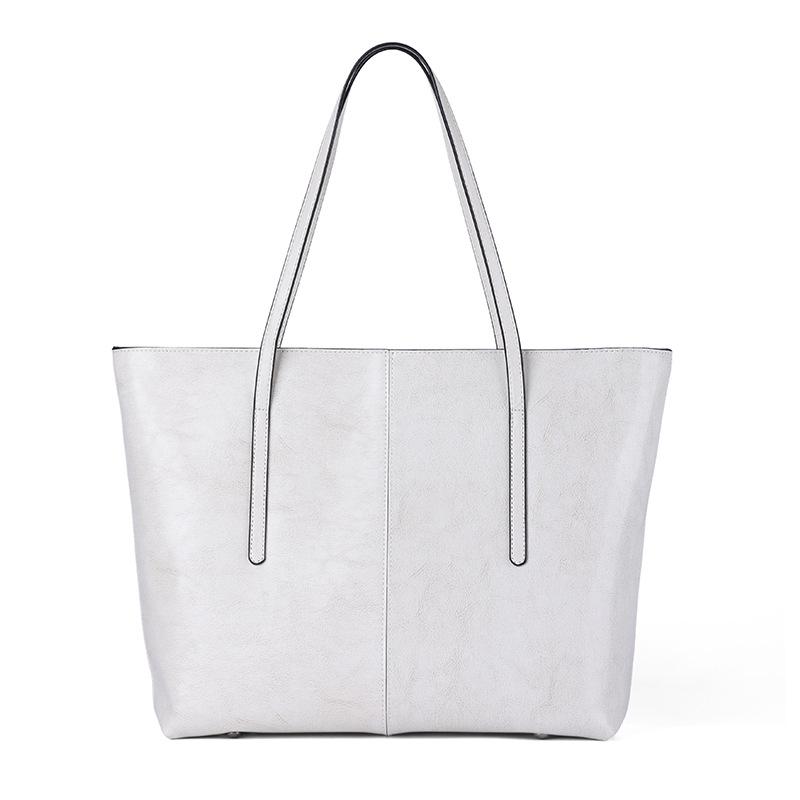 

Retro Oily Wax Cowhide Leather Tote Bag - Large Capacity, Trendy Single Shoulder Bucket Bag