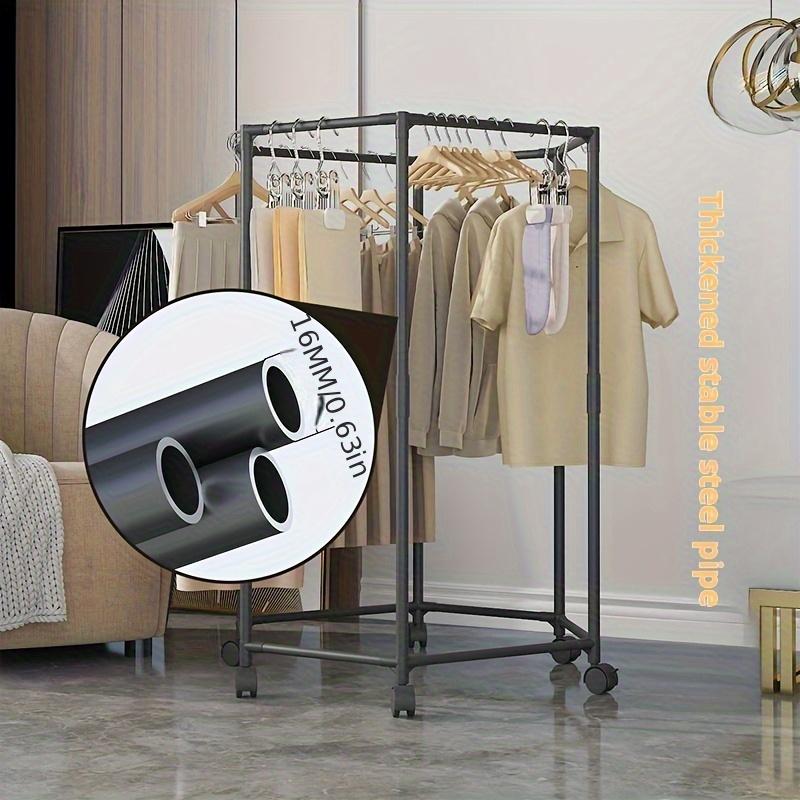 Hexagonal Rotatable Clothing Rack with Wheels – Sturdy 16mm Metal Tube, Freestanding Vertical Garment Hanger,  Black/White