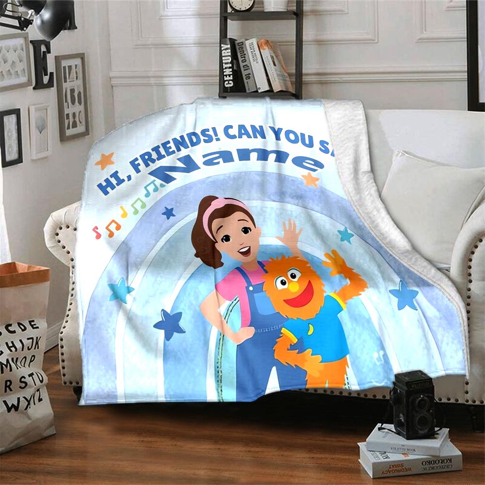 Custom Name Ms. Rachel Theme Printed Blanket - Perfect for Couch, Bed, Travel & Outdoor Use | Machine Washable, Cozy & Durable.