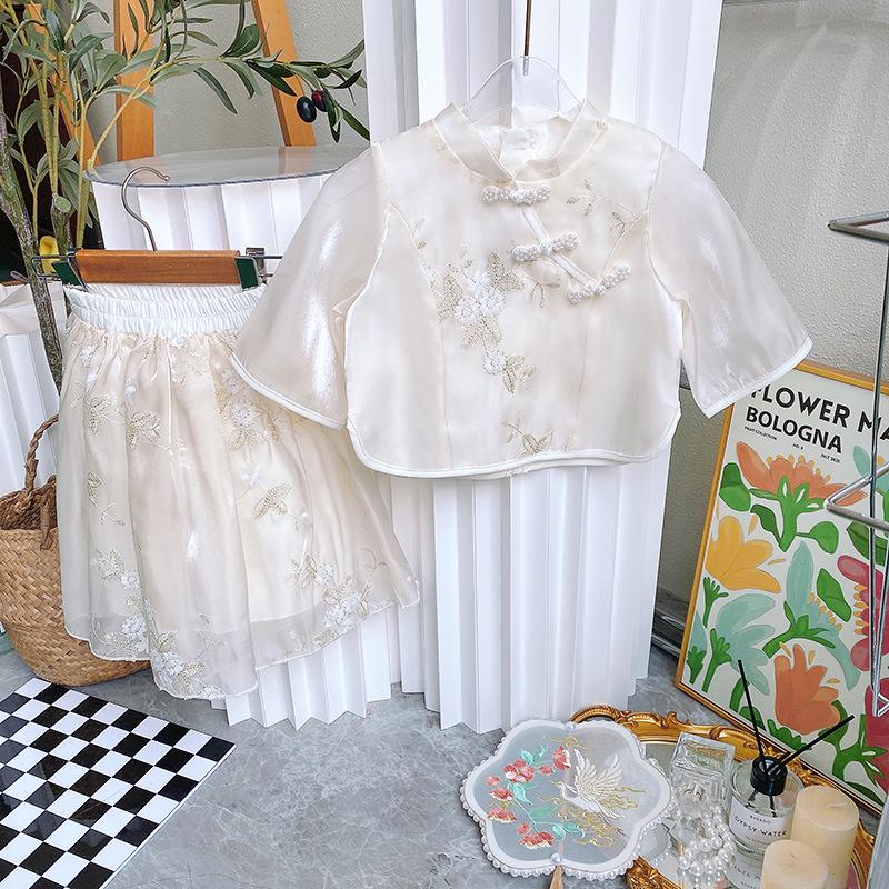 

Summer Baby Girl Chinese Style Hanfu Top & Skirt Set Size 90