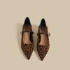 Street Style Leopard Women Mary Jane Shoes Ladies Concise Pointed Toe Pumps Spring Autumn Women's Commuting Shoes