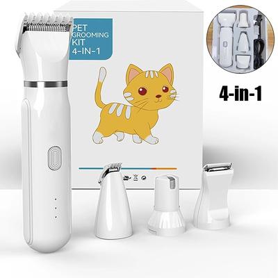 Pet Hair Clippers Grooming Kit with Nail Grinder 4-in-1 Cordless Motorized Trimmer Low Noise USB Rechargeable Quiet Nail