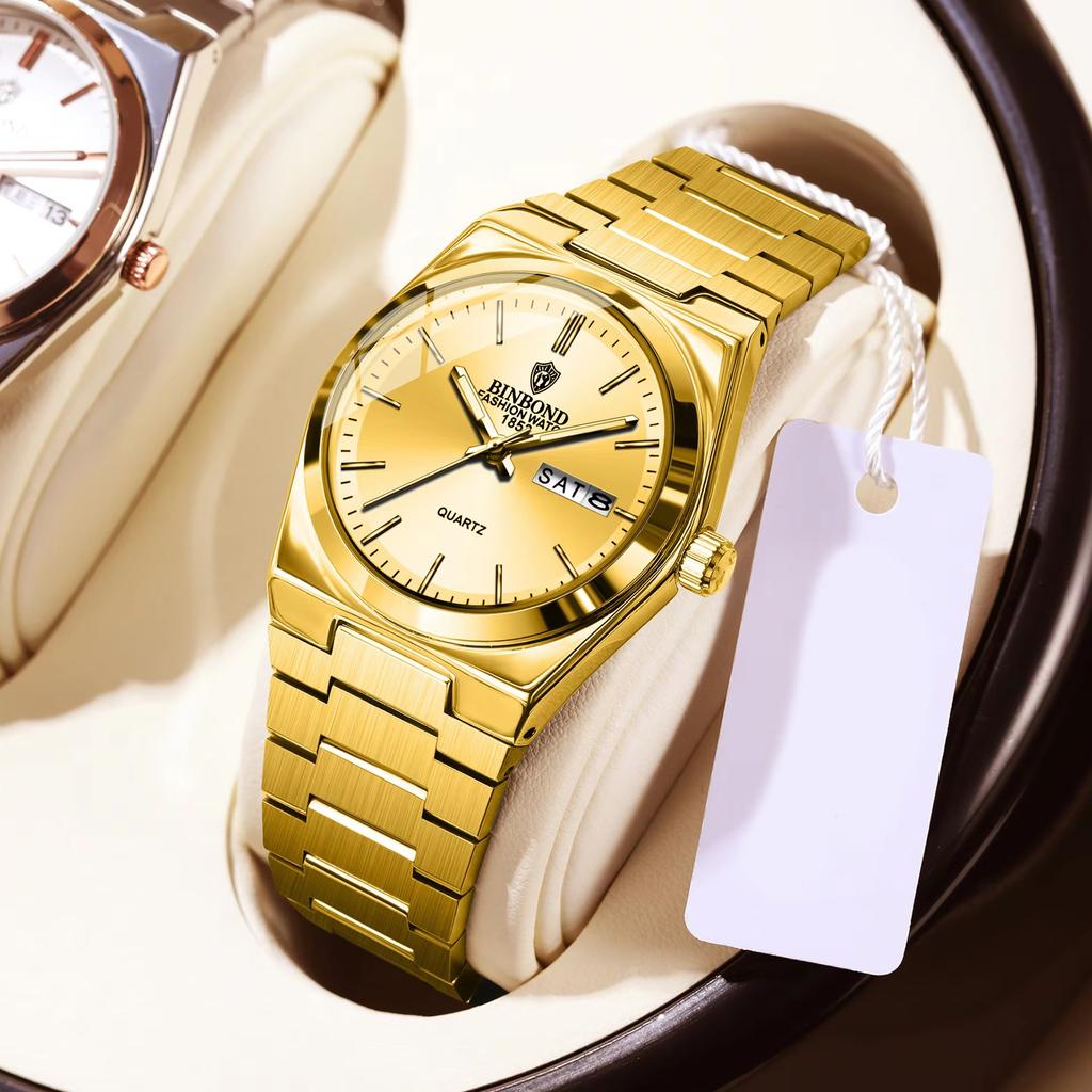 Luxury Business Quartz Men Wristwatch Waterproof Luminous Date Week Male Watch Stainless Steel Women Watches