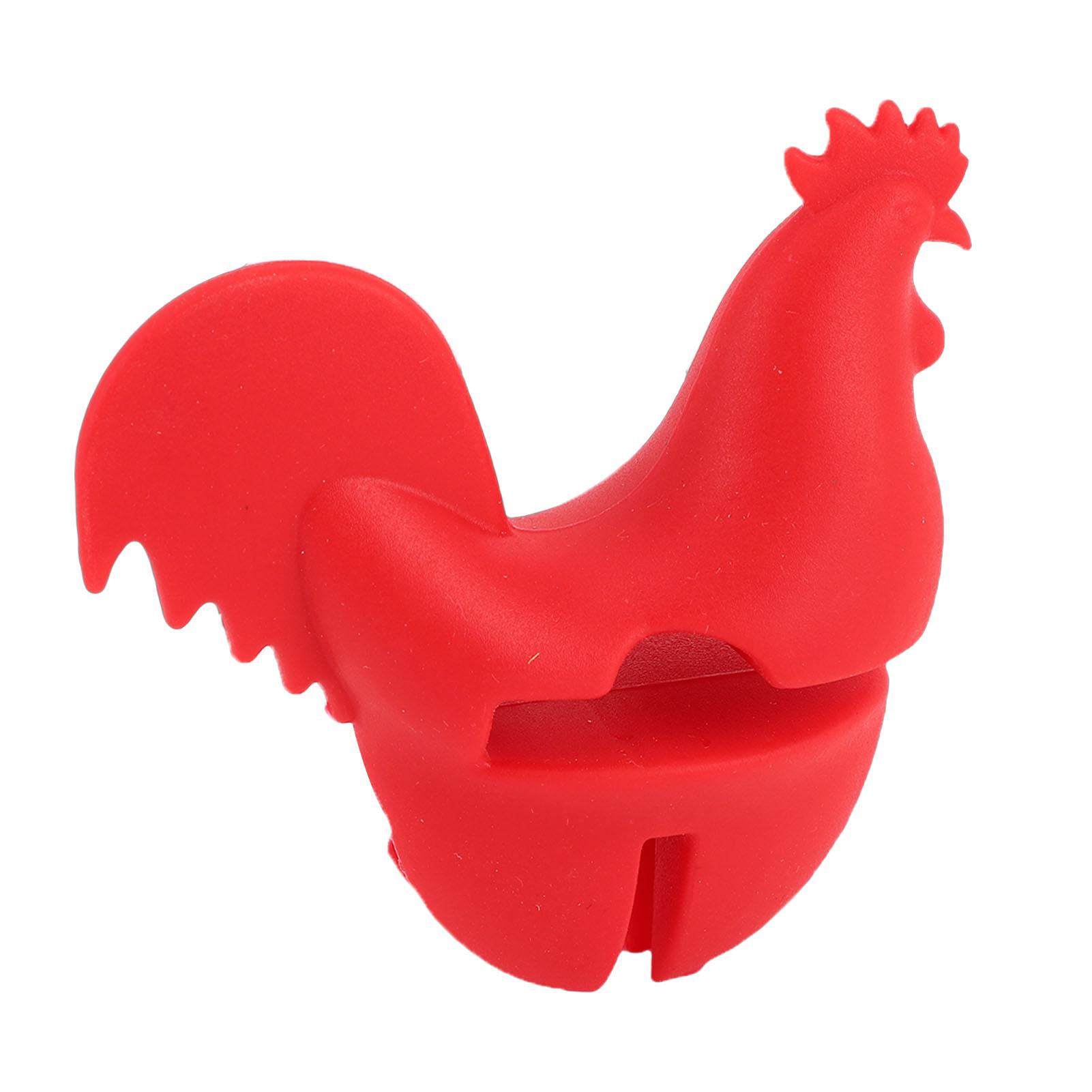 

Pot Clip Spoon Rest Red Rooster Shape Silicone Heat Proof Pot Side Utensil Holder for Kitchen