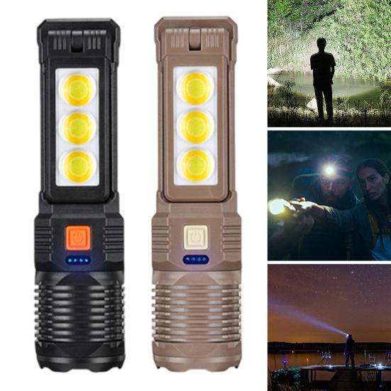 

LED Flashlight Telescopic Zoom 6 Modes Adjustable Ultra Bright USB Rechargeable Portable чорний