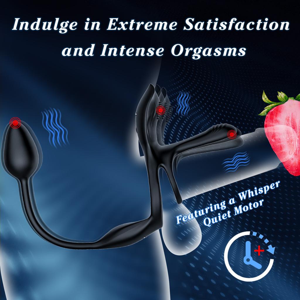 3 in 1 Vibrating Cock Ring Penisring Vibrators Adult Toys Remote Control Cockring Anal Butt Plug Male Sex Toys for Couple