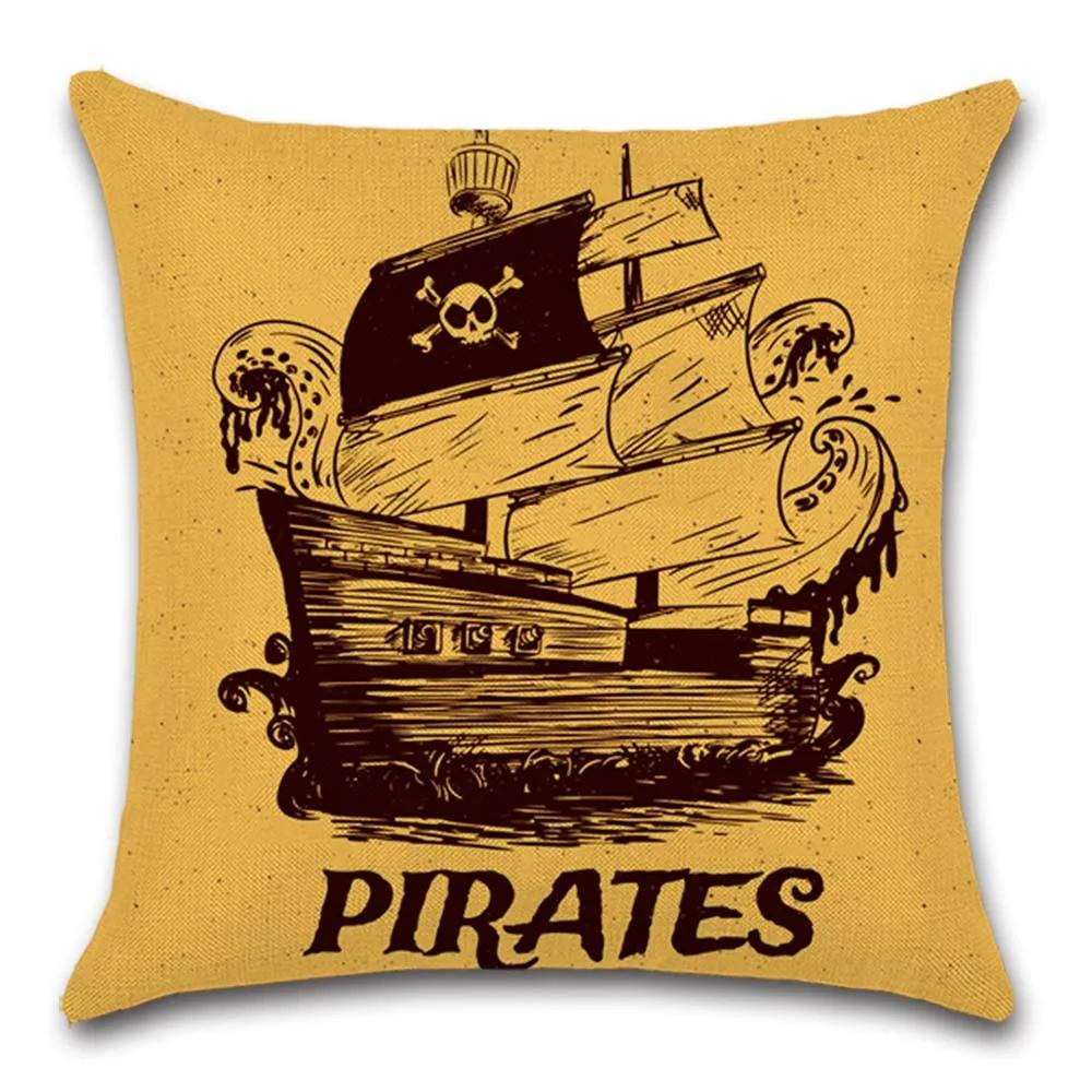 Pirate Treasure Map Magnifier Print Decorative Cushion Cover Polyester Throw Pillow Cover Bedside Cushion Pillowcase 45X45Cm