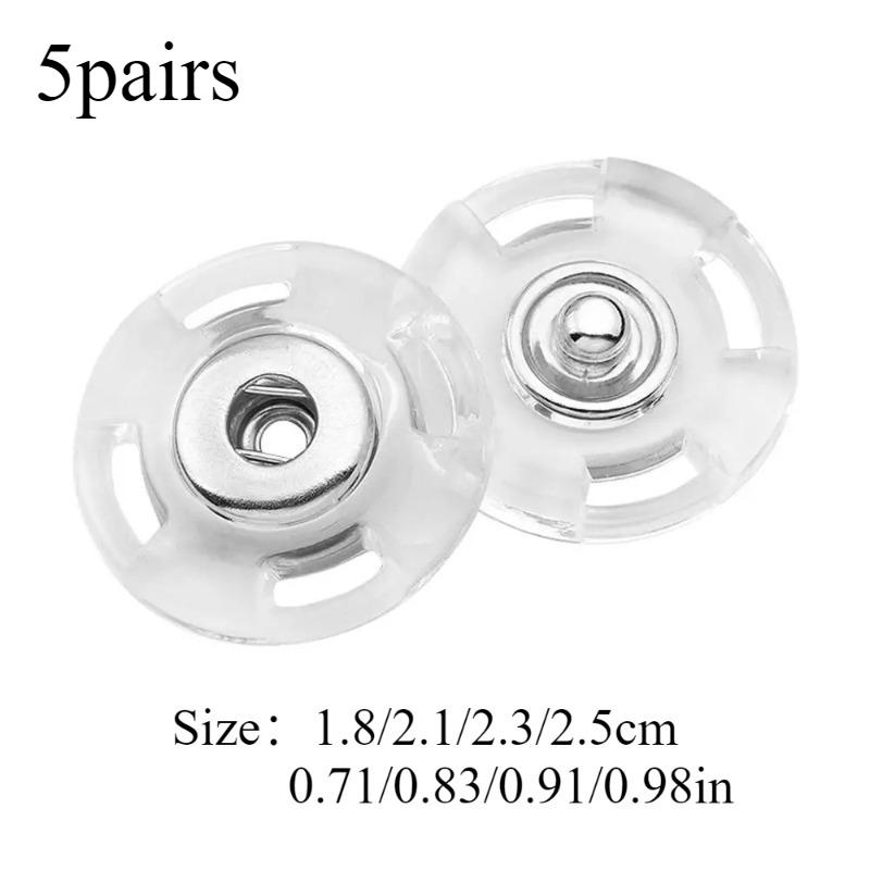 5pairs Plastic Transparent Hidden Button Wool Coat Round Snap Button Cardigan Coat Anti-exposure Button