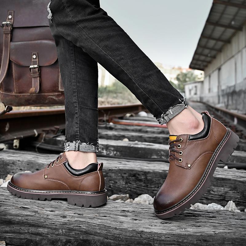 Newest Spring Genuine Leather Shoes Men Lace Up Thick Bottom Outdoor Wear-Resistant Tooling Male Shoes Casual Sneakers Men Footwear