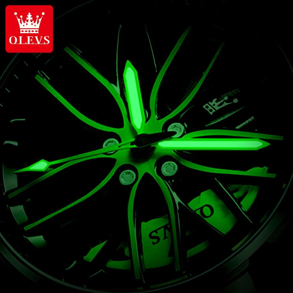 OLEVS Creative Wheel Men's Luxury Watch Waterproof Rotary Sport Car Rim Watch Luminous Fashion Quartz Wristwatches