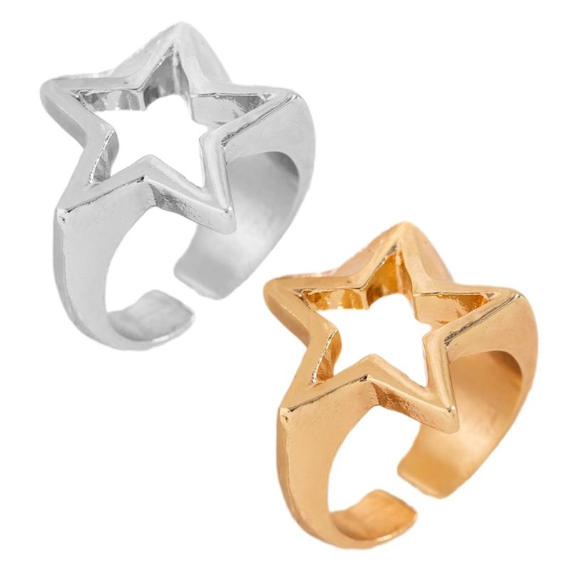Fashionable Geometric Star Adjustable Finger Rings Jewelry Vintage Aesthetics Y2k Accessories Party Rings Jewelry Charm