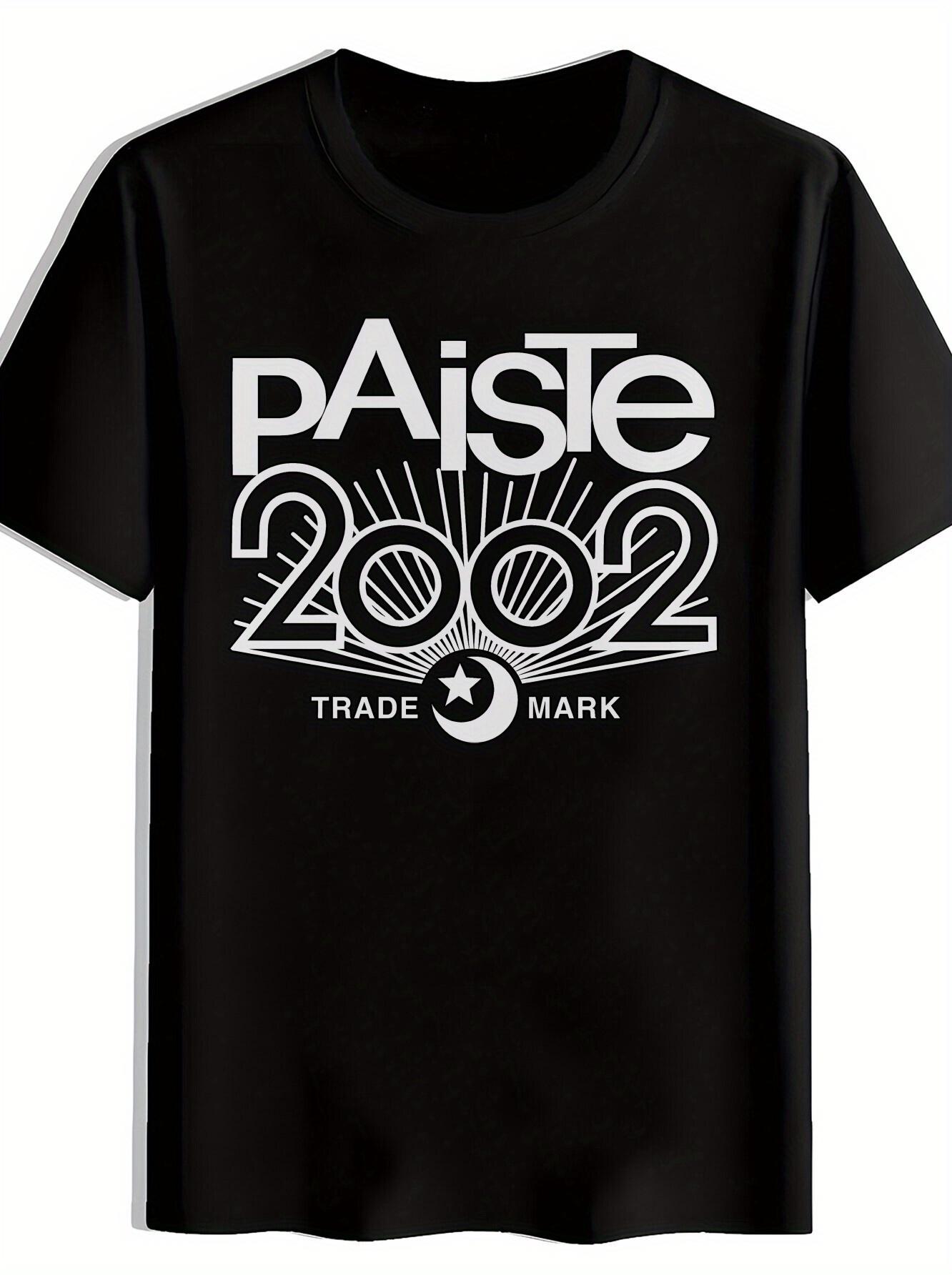 

Vintage Rock Band Graphic T-shirt - PAiste 2002 Design with Drum Set & Stars L