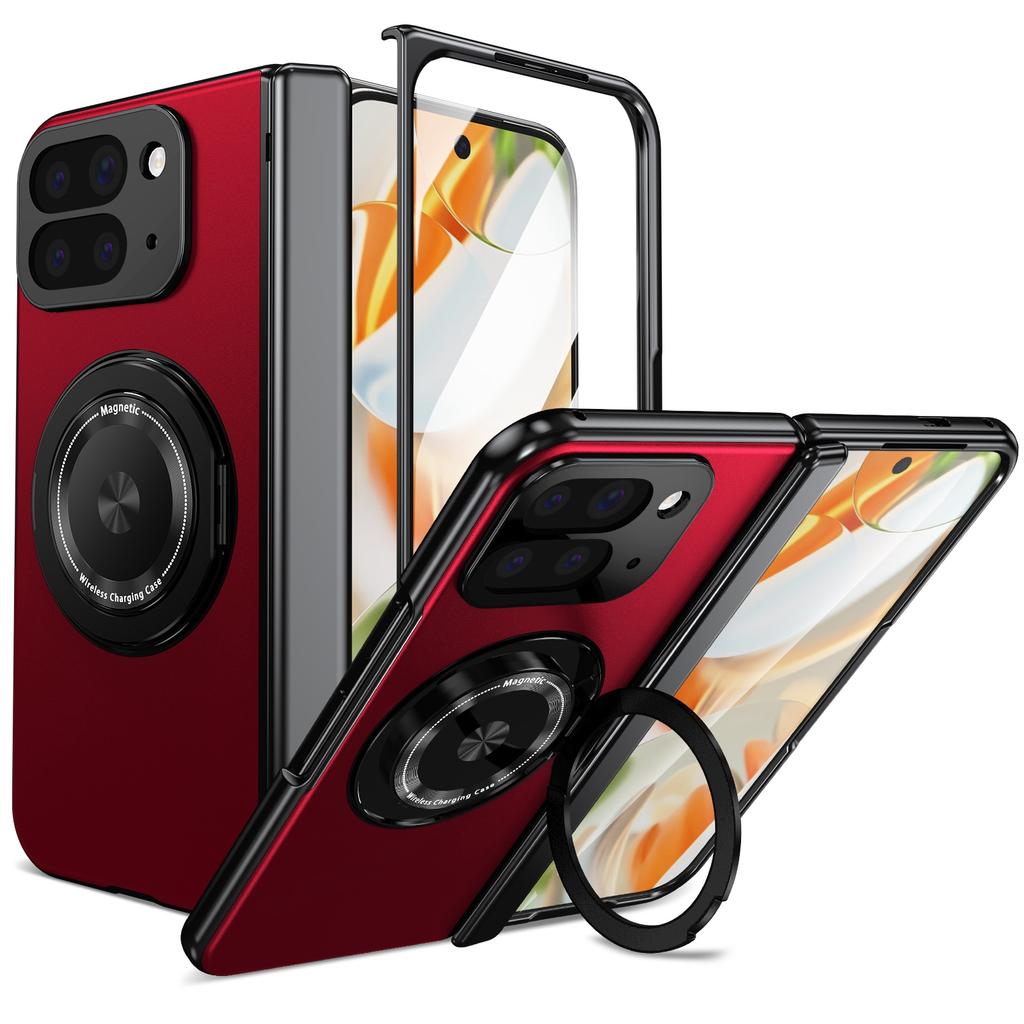2700 Gass Strong Magnetic 360 Stand Ring Case for Google Pixel 10 Pro Fold Cover- Metal Hinge Protection with Screen Protector