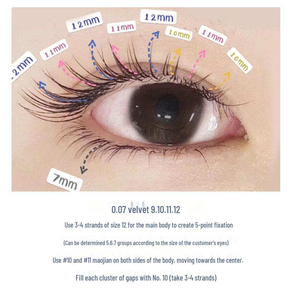 16-Row Matte Round Mink Velvet Manga Style Eyelashes - Natural, Comfortable, Dense, and Manually Bloomed.