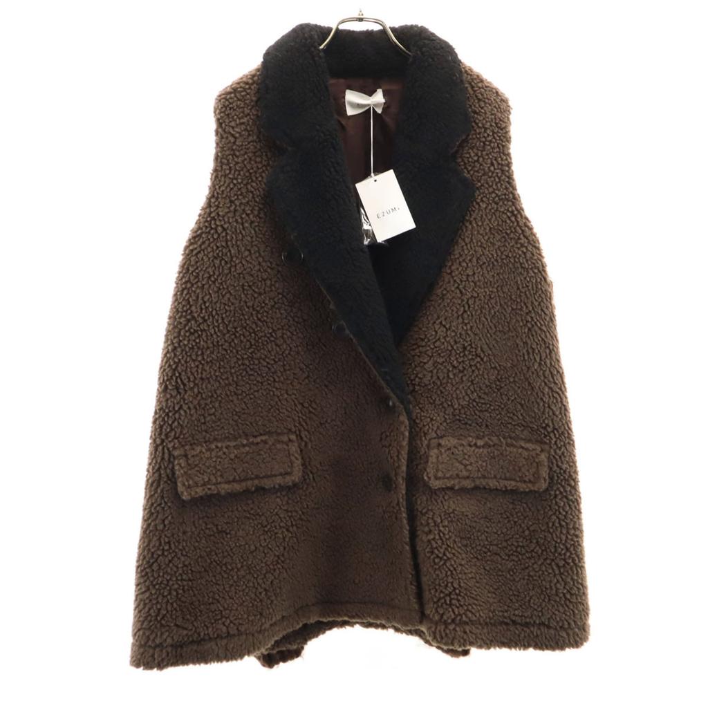 unused EZUMi Knit sleeve Boa coat M Brown Women Used