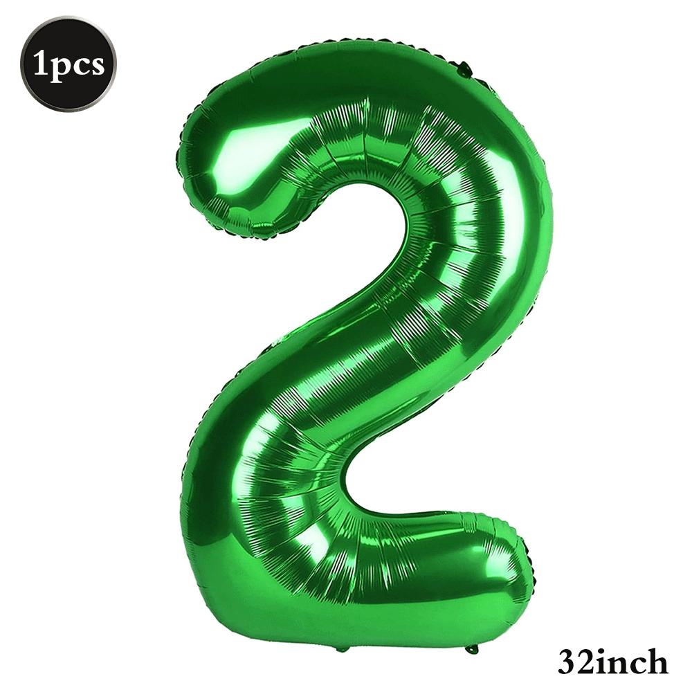 32 Inch Green Number Foil Balloons 0-9 Jungle Safari Theme Soccer Party Decor Kid Boy 1st Birthday Dinosaur Baby Shower Supplies
