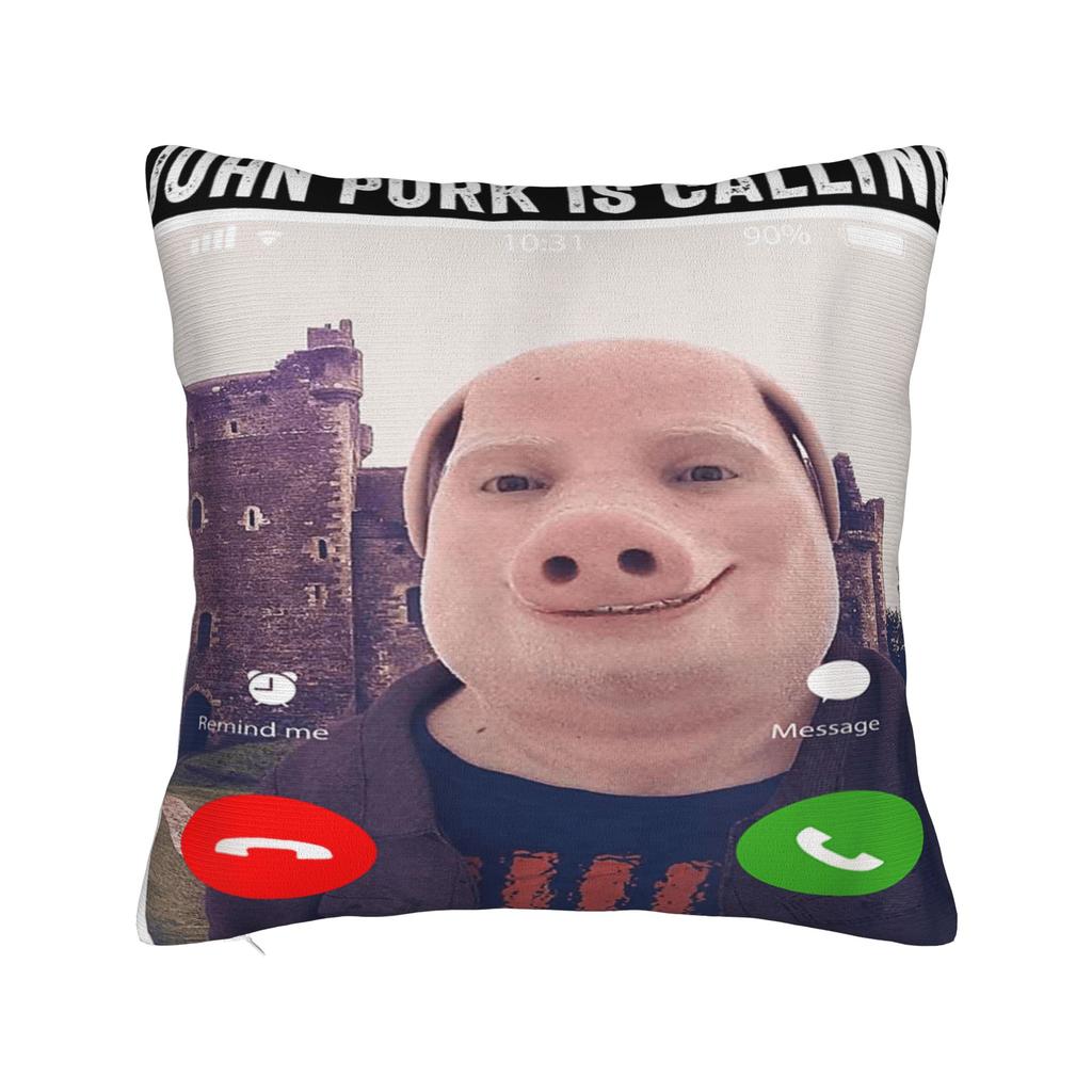 John Pork Dzwoni Poszewka na Kwadratową Poduszkę z Krótkiego Pluszu Dwustronny Nadruk Poszewka na Poduszkę do Sofy Sypialni