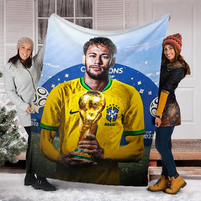 1pc Neymar1 Theme Blanket - Digital Print, Polyester, Cozy for All Seasons, Perfect for Outdoor, and Travel