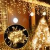 Christmas Decorations For Home Outdoor LED Curtain Icicle String Light Street Garland On The House Winter 220V Droop 0.3-0.4m