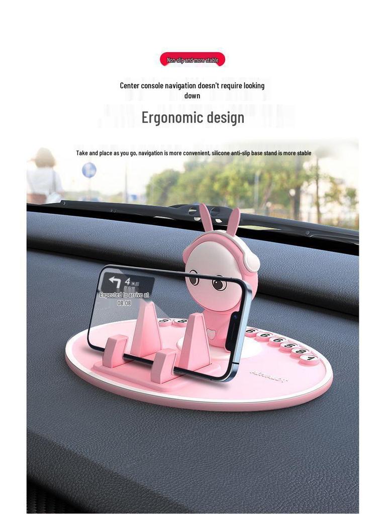 Kreslený držák na telefon na palubní desku auta - Multifunkční držák pro podporu navigace