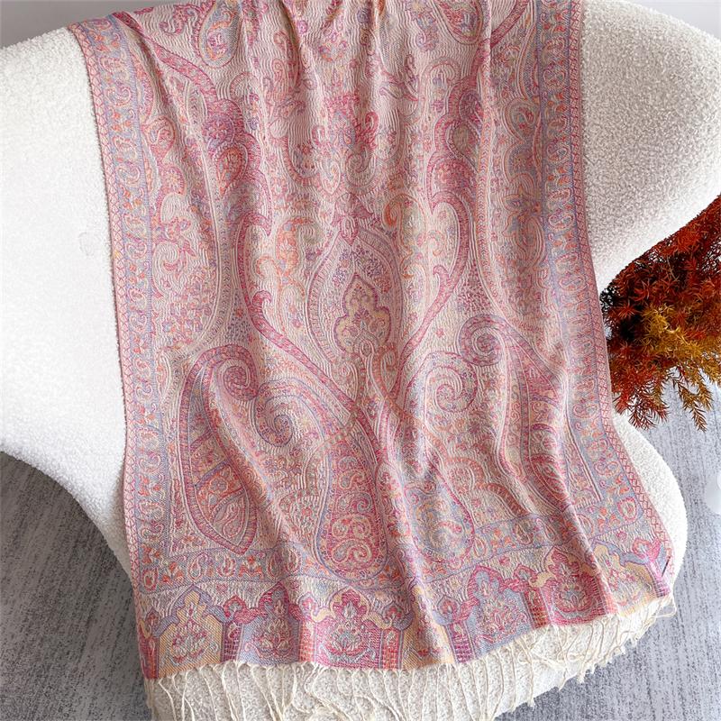 Autumn Boho Paisley Jacquard Pashmina Shawls for Women Wrap Scarf Cashmere Blanket Warm Thick Stoles Lady Bufanda Travel Stole