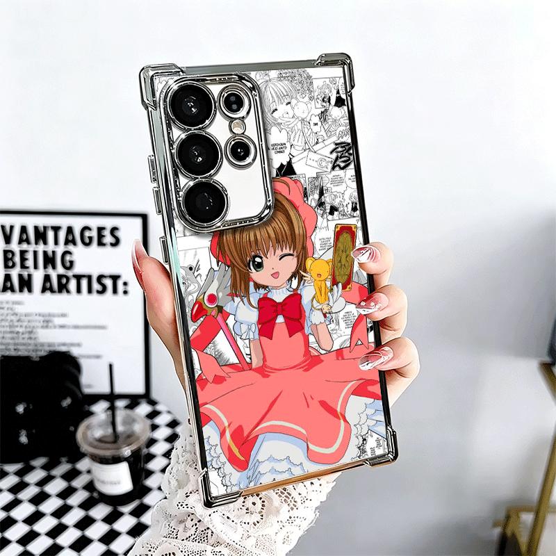 CardCaptor Sakura Anime Plating Phone Case For Samsung Galaxy S24 S25 FE S26 Edge S23 Ultra S22 S21 Plus S20 Anti-Fall Airabag C