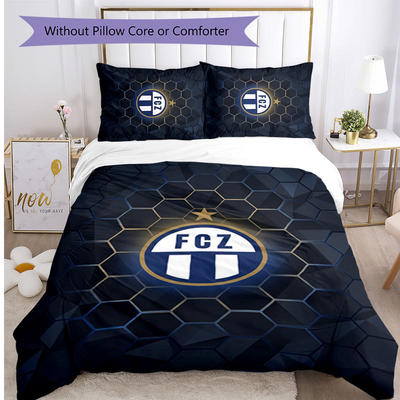 Set Lenzuola Stampato FC Zürich 3 Pezzi Copripiumino Traspirante con Federe Biancheria da Letto Decorativa per Camera da Letto Casa