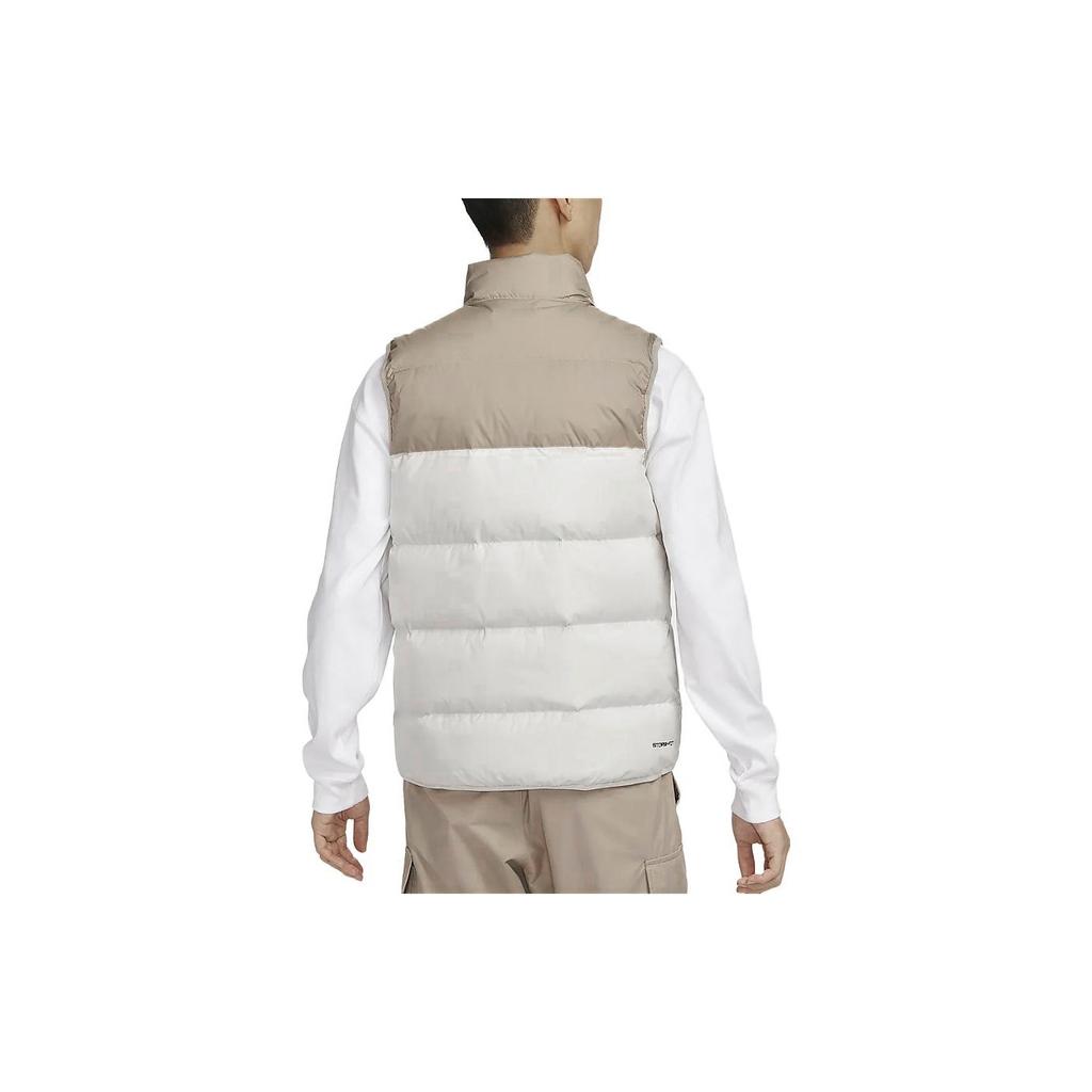 Nike Patchwork Stand Collar Zippered Down Vest Sport Casual Men Vests Khaki FB8184-247