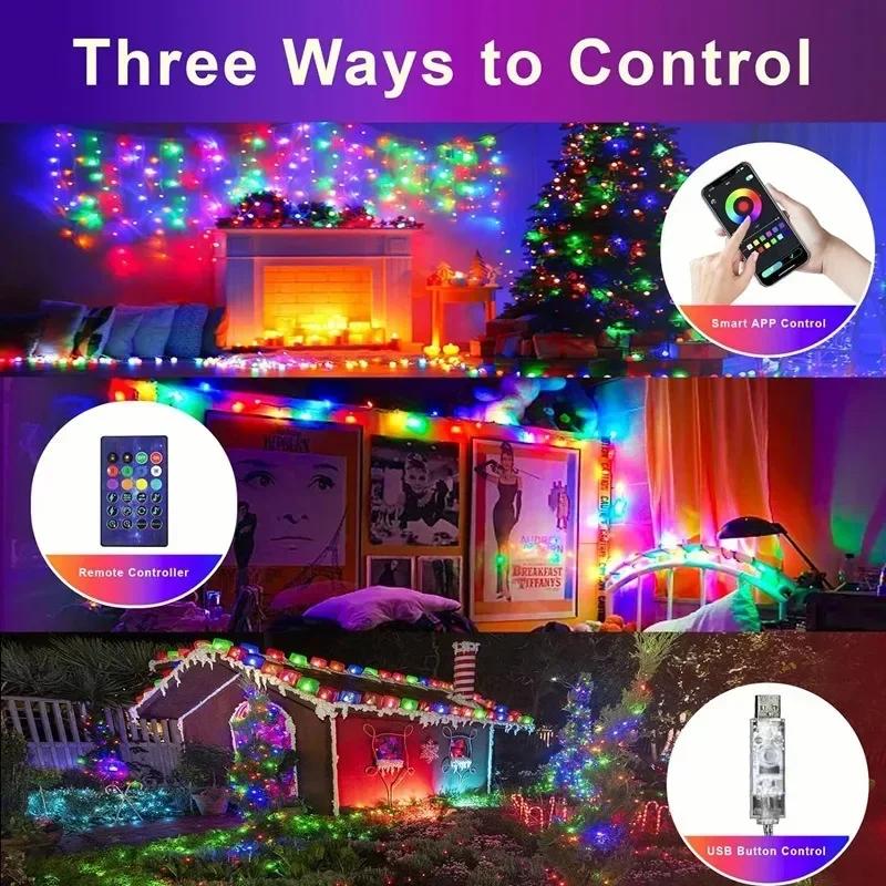 DIY Light String App Contronl String Lights RBGIC Bluetooth Connect Decorations Lights for Room Chirsmas New Year Holiday Decor