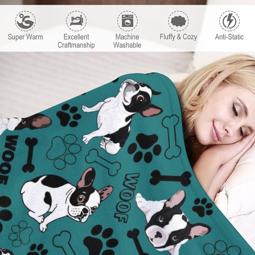 Cute Boston Terrier Blanket Soft Cozy Flannel Boston Terrier Throw Blankets Bedding Decor for Kids Adults Boston Dog Lover Gifts