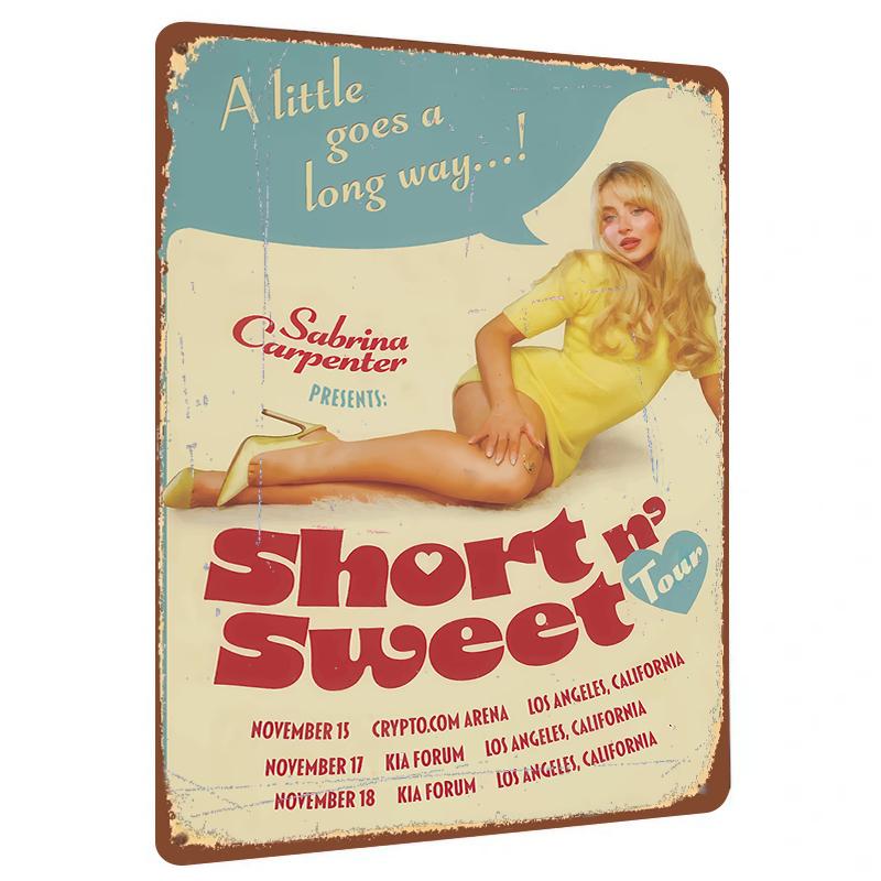 

Sabrina Carpenter Short n Sweet Tour Vintage Metal Poster Wall Art Decor for Music Fans 20x30cm（7.8x11.8inch）
