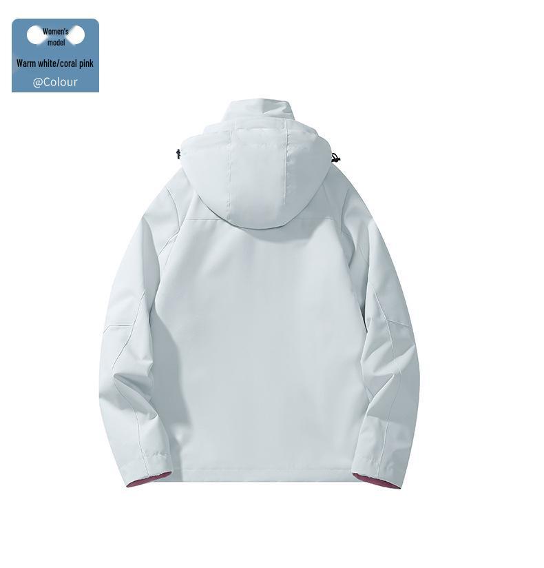 Unisex Windproof Waterproof Hooded Mountaineering Jacket with Detachable Liner - Two-Piece Set for Autumn and Winter.