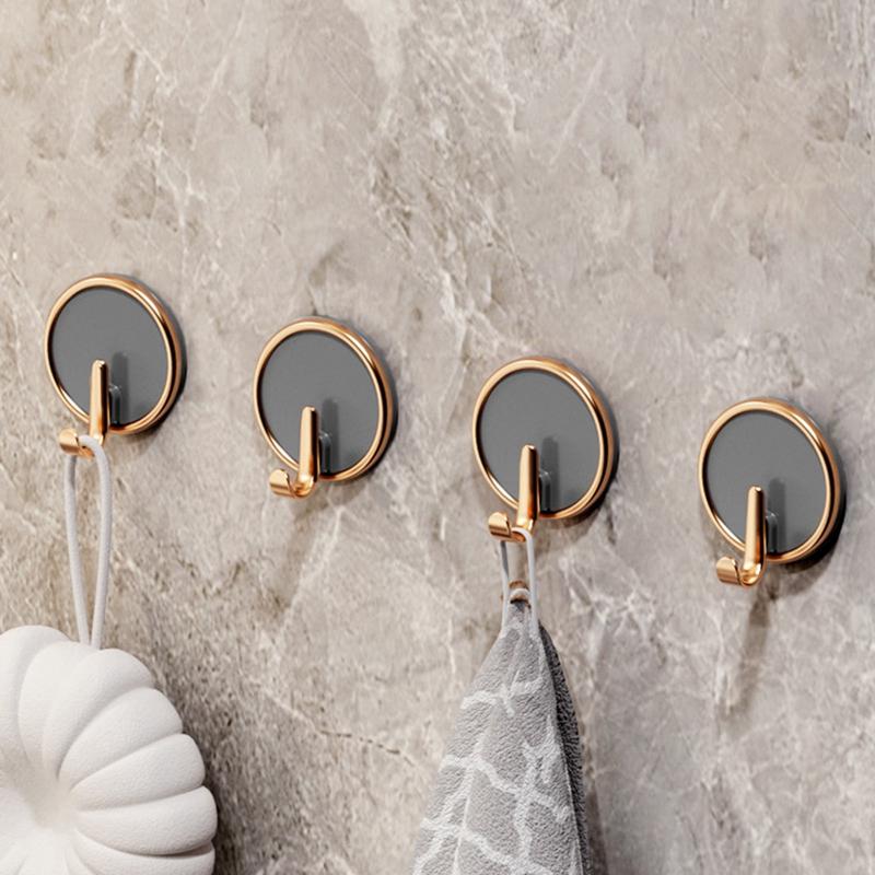 

4 шт. роскошных стильных самоклеящихся настенных крючка, вешалка без проколов, органайзеры для аксессуаров для кухни и ванной комнаты, бесследное хранение ключей для одежды серый