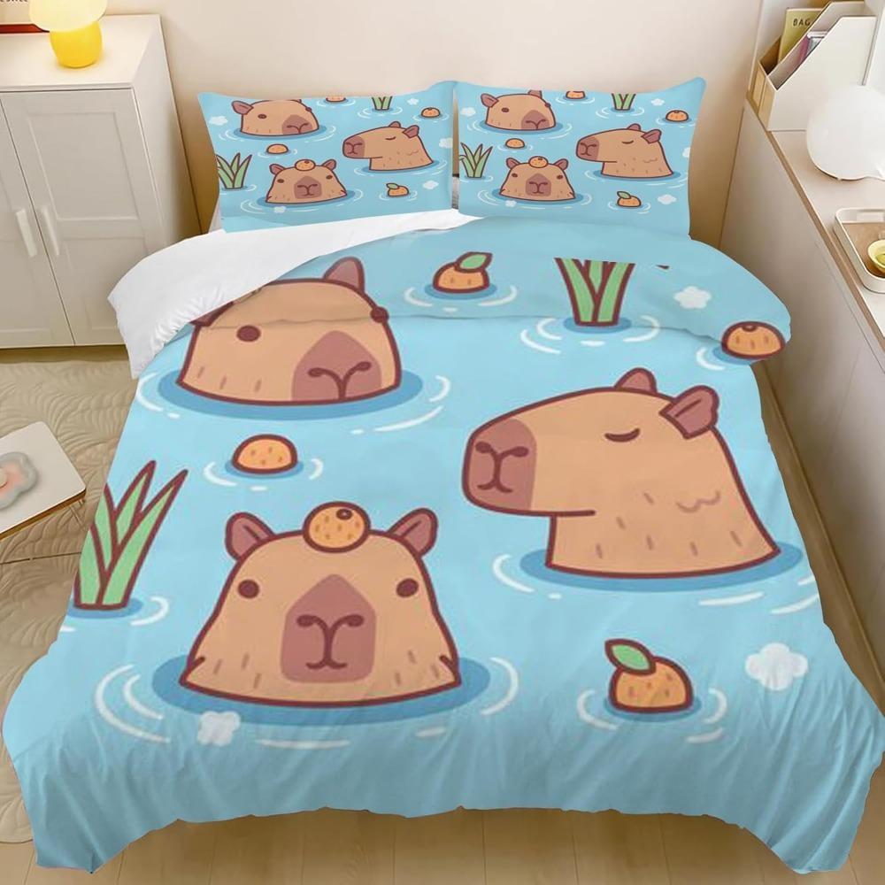 Cute cartoon dolphin bed sheets and down duvet covers, children's duvet covers, adult room decorations, ultra-fine fiber soft be