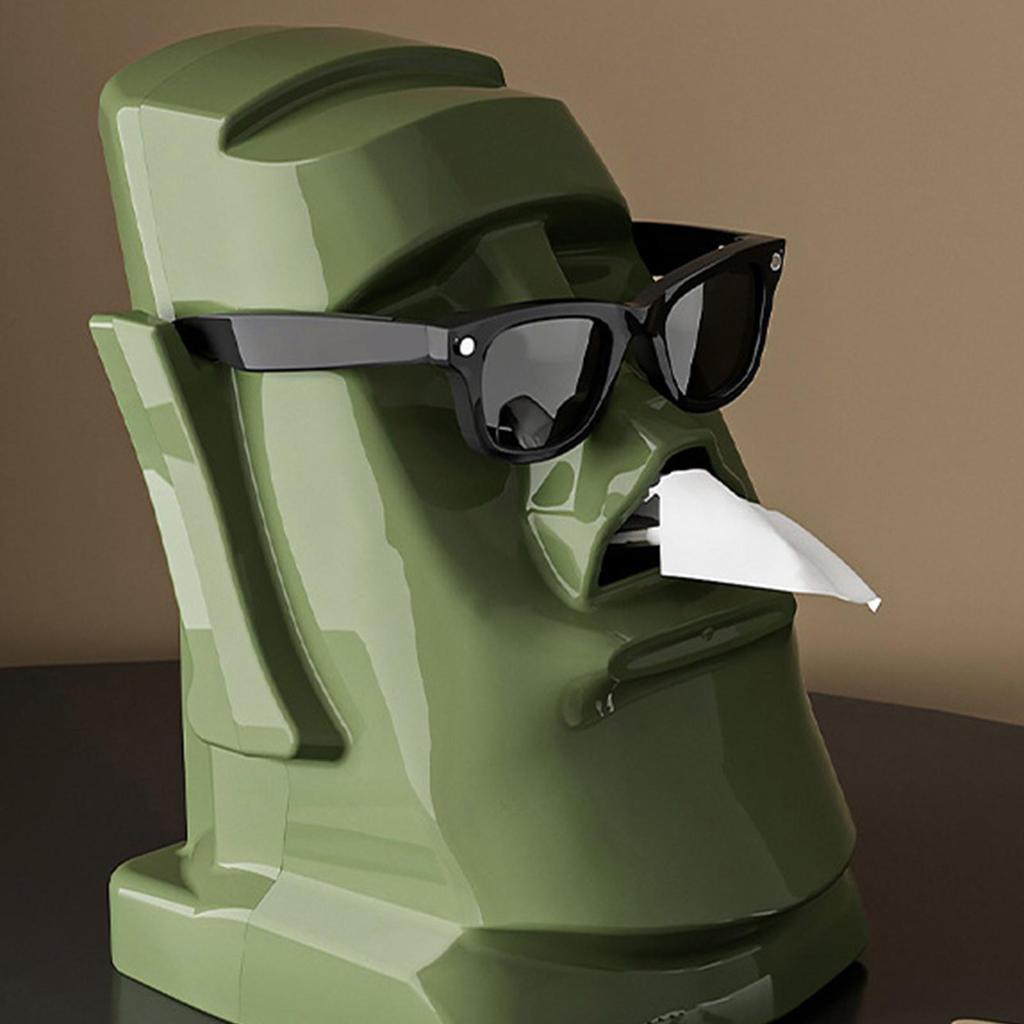 Funny Tissue Holder Easter Island Statue Tissue Box Napkin Organizer Sunglasses Rack For Desktop Vanity Table Shelf Study Dorm