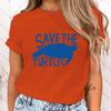 (Premium T-shirt)New Protect The Ocean Save A Turtle Graphic Print T-Shirt Women Fashion Round Neck Loose Tee Shirt Tops