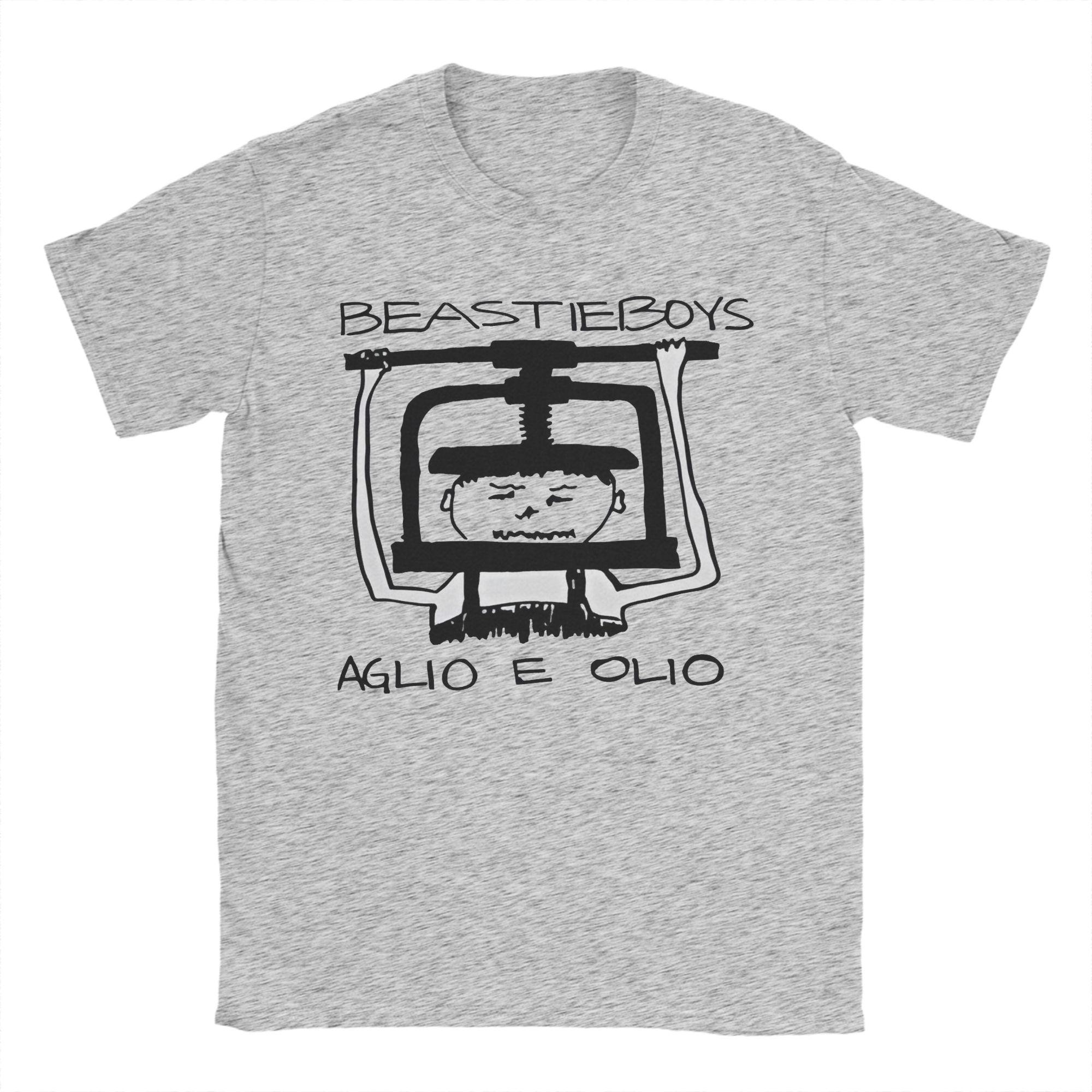 Beastie Boys Baumwoll-T-Shirt für Herren Strand AGLIO E OLIO Y2K Retro-T-Shirts Rundhals Trendige Coole T-Shirts Übergroß Großhandel Kleidung 2XL